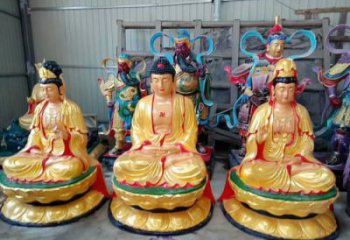 大型三世佛像厂家，彩绘佛像，寺庙三世佛像厂家