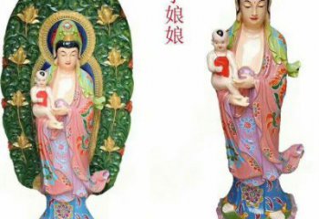 户外送子观音佛像工厂，彩绘工艺，玻璃钢送子观音佛像厂家