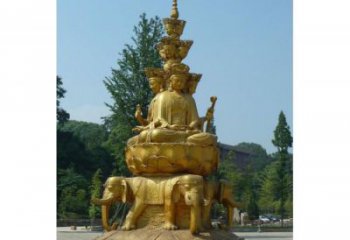 彩绘文殊普贤菩萨铜佛像厂，仿古佛像，铜佛像承接