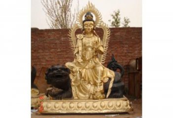寺庙文殊普贤菩萨铜佛像生产，铸铜佛像，仿古铜佛像厂家