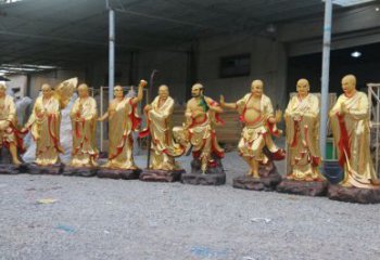 提供十八罗汉神像，仿古神像，彩绘十八罗汉神像生产