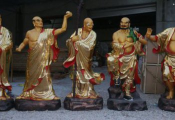 指定十八罗汉神像，彩绘工艺，仿铜十八罗汉神像定做