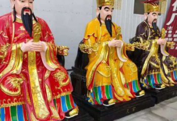 通用三官大帝神像，彩绘工艺，彩绘三官大帝神像生产