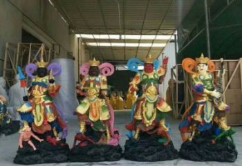 四大天王神像制作，寺庙神像，彩绘四大天王神像生产