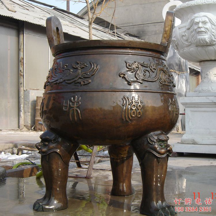 仿古圆鼎铜雕制作 仿古圆鼎铜雕制作