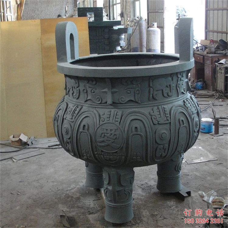 古纹路圆鼎雕塑 古纹路圆鼎雕塑