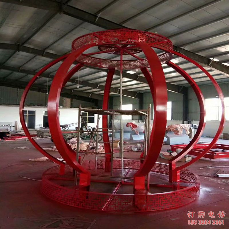 江门景观灯笼雕塑优选，陆地摆件，园林不锈钢灯笼雕塑供应