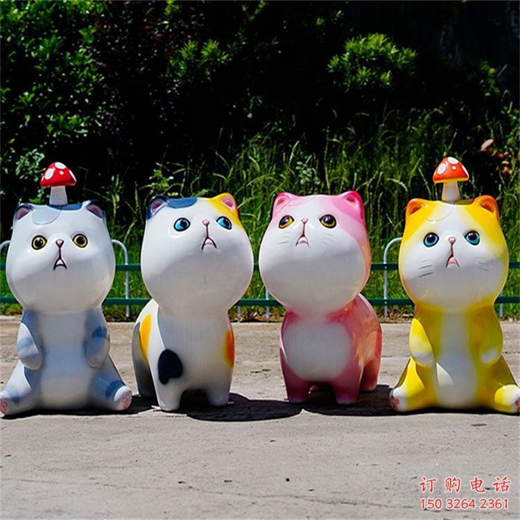 清镇房地产猫咪雕塑，仿古动漫雕塑，公园动物制造