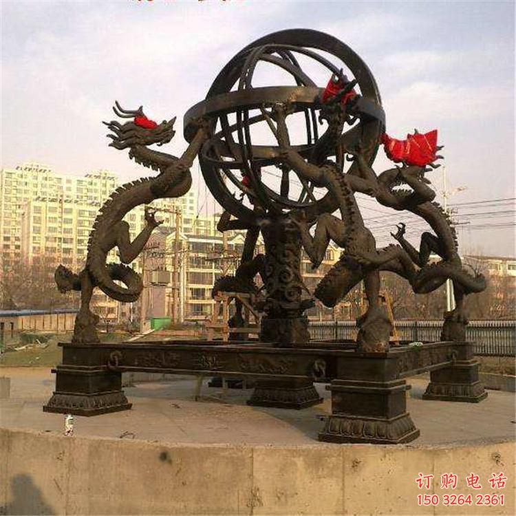 街道浑天仪雕塑，锻造景观雕塑，古铜效果